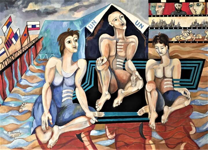 Pittura intitolato "UN Resulosions" da Abdelrahman Shamieh, Opera d'arte originale, Acrilico