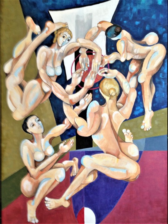 Pittura intitolato "Women s Basketball" da Abdelrahman Shamieh, Opera d'arte originale, Acrilico