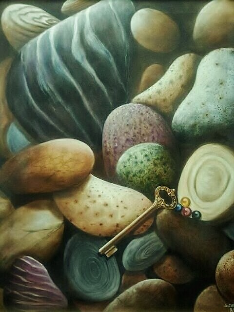Peinture intitulée "perles-de-la-cle.jpg" par Abderrahim Jaouad, Œuvre d'art originale, Huile