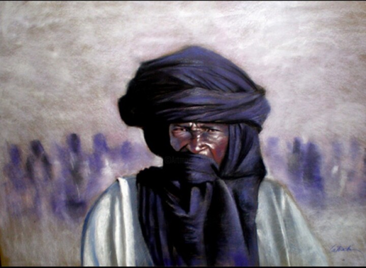 Painting titled "Chef touareg" by Abderrahmane Latrache, Original Artwork