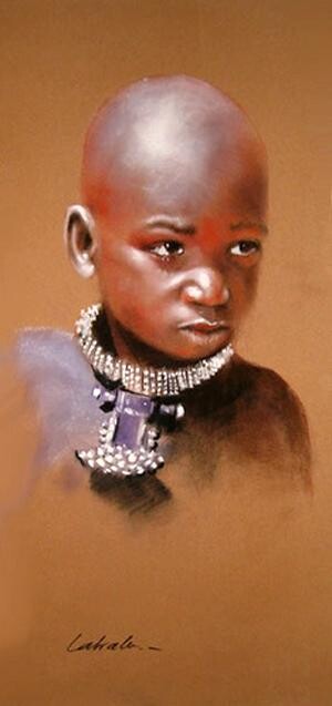Peinture intitulée "Enfant himba" par Abderrahmane Latrache, Œuvre d'art originale, Huile