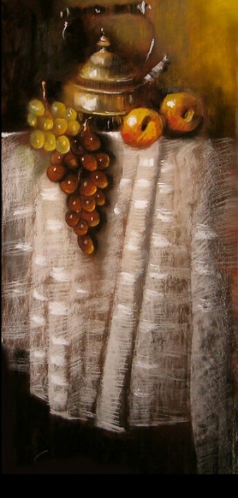 Painting titled "Nature morte aux ra…" by Abderrahmane Latrache, Original Artwork, Oil