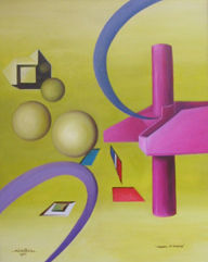 Pintura titulada "Mezanine del Univer…" por Abdías Méndezrobles (MéndezRobles), Obra de arte original, Oleo