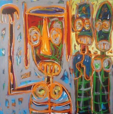 Painting titled "Aboudia 25" by Abdoulaye Aboudia, Original Artwork