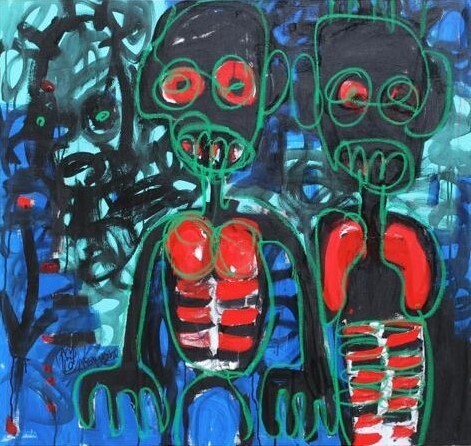 Painting titled "Aboudia 18" by Abdoulaye Aboudia, Original Artwork