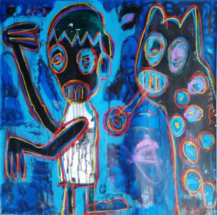 Painting titled "Aboudia 28" by Abdoulaye Aboudia, Original Artwork