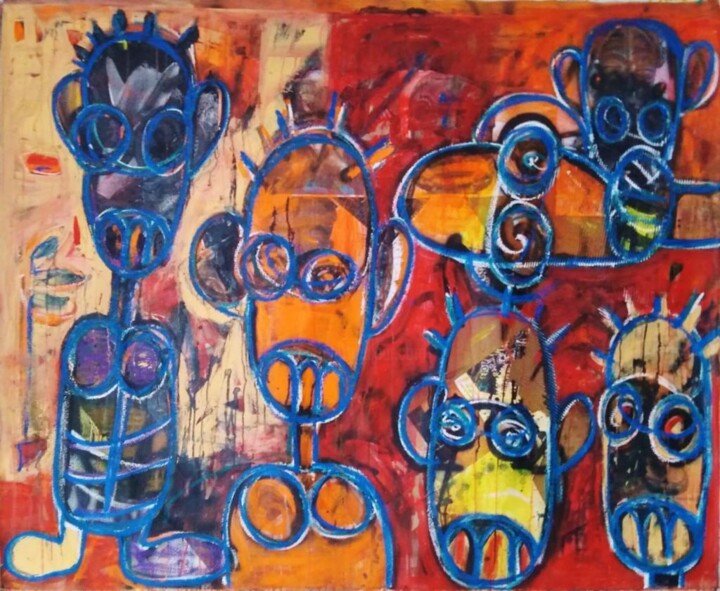Painting titled "Aboudia 29" by Abdoulaye Aboudia, Original Artwork
