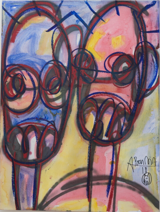 Painting titled "Aboudia 4" by Abdoulaye Aboudia, Original Artwork