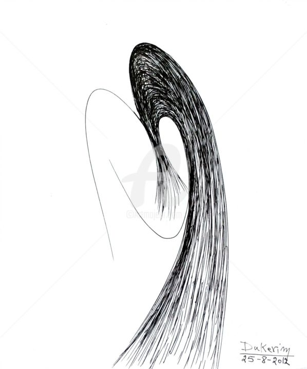 Картина под названием "" hair "" - Du Kerim, Подлинное произведение искусства