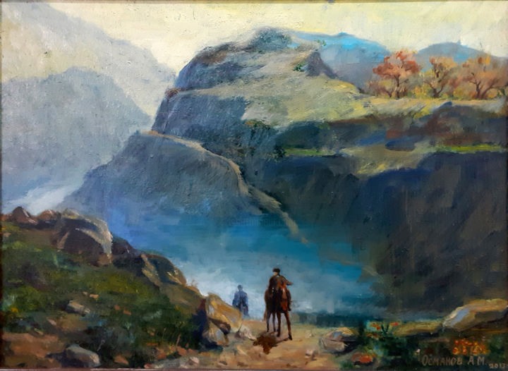 Ζωγραφική με τίτλο "In the mountains" από Abdurakhman Osmanov, Αυθεντικά έργα τέχνης, Λάδι