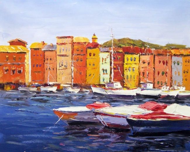 Pintura titulada "SAINT TROPEZ" por Abelin Liang, Obra de arte original