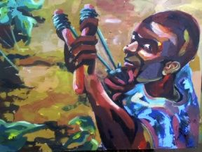 Painting titled "Objectif" by Kouamé Abel Kouassi, Original Artwork, Oil