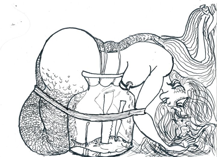 Dibujo titulada "a mermaid with carv…" por Dmitriy Abelyashev, Obra de arte original, Tinta