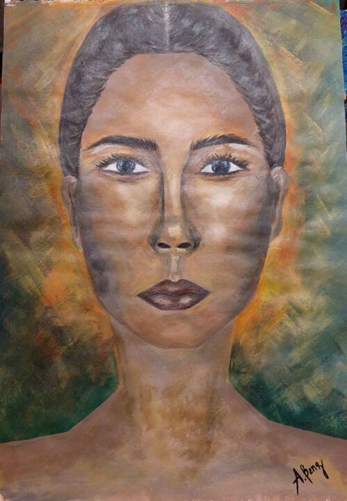 Malarstwo zatytułowany „Portrait of woman” autorstwa Abenz, Oryginalna praca, Akryl