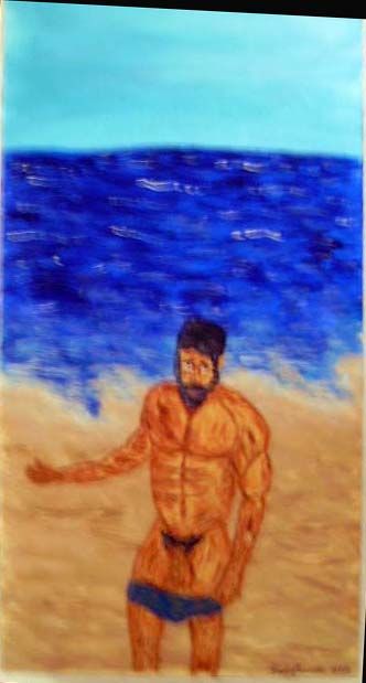 Pintura intitulada "Miami Beach Muscle…" por Brad Abercrombie, Obras de arte originais