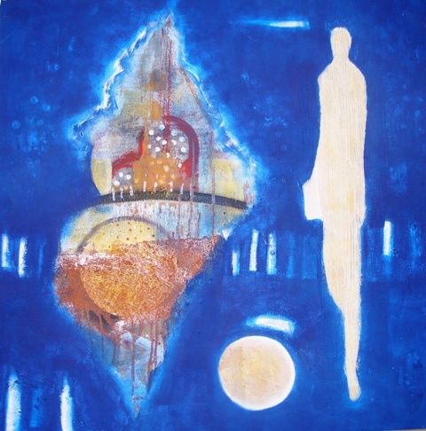 Painting titled "AMBIANCE BLUE" by Abga, Original Artwork