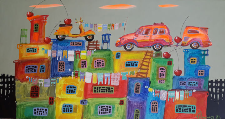 Картина под названием "Childhood dreams-32…" - Abgar Khachatryan, Подлинное произведение искусства, Масло Установлен на Подр…