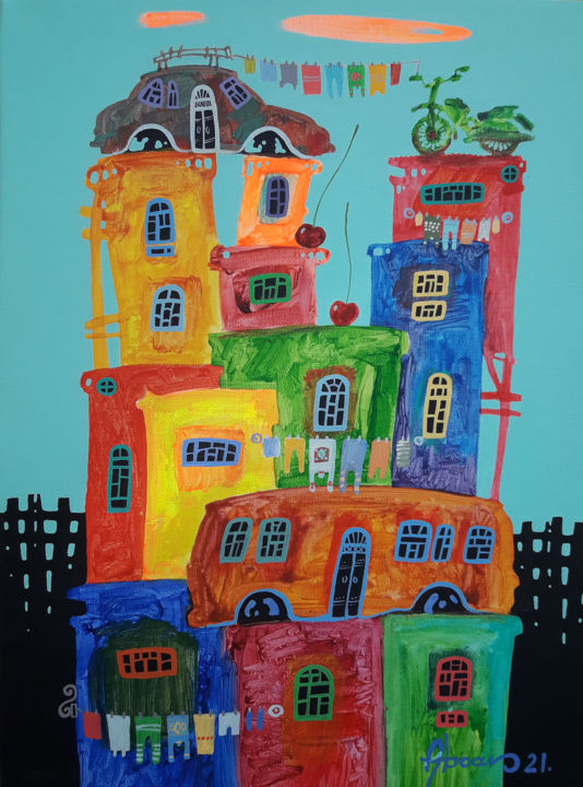 Картина под названием "Childhood dreams-33…" - Abgar Khachatryan, Подлинное произведение искусства, Масло Установлен на Подр…