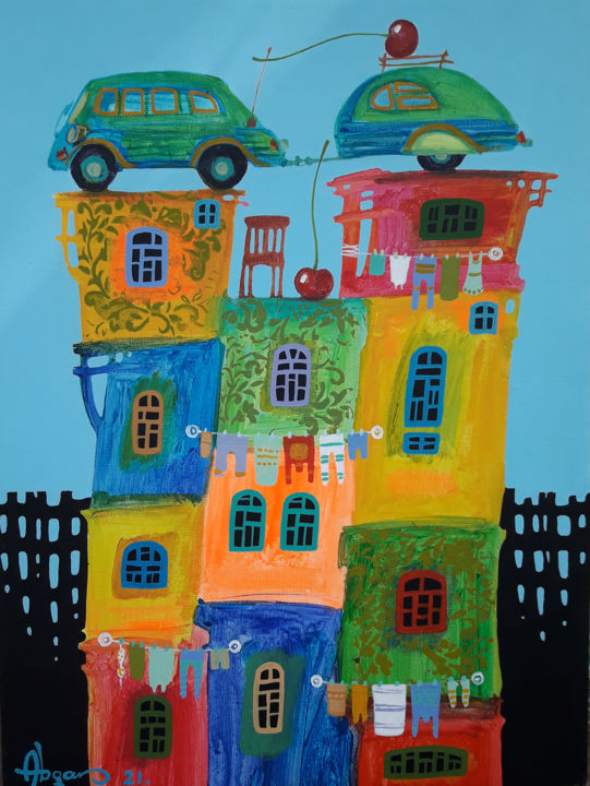 Картина под названием "Childhood dreams-36…" - Abgar Khachatryan, Подлинное произведение искусства, Масло Установлен на Подр…