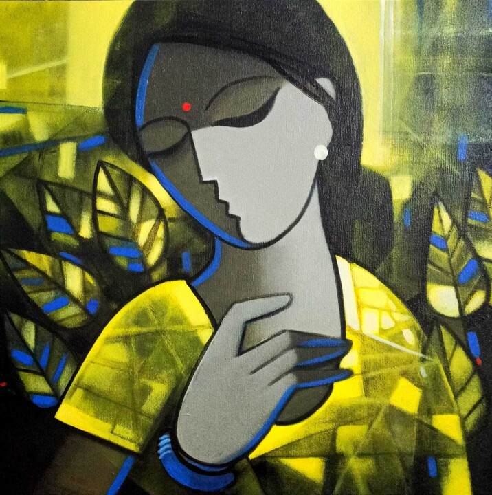 Картина под названием "''The Village Girl''" - Abhisekghosh_art Abhisekghosh_art, Подлинное произведение искусства, Акрил