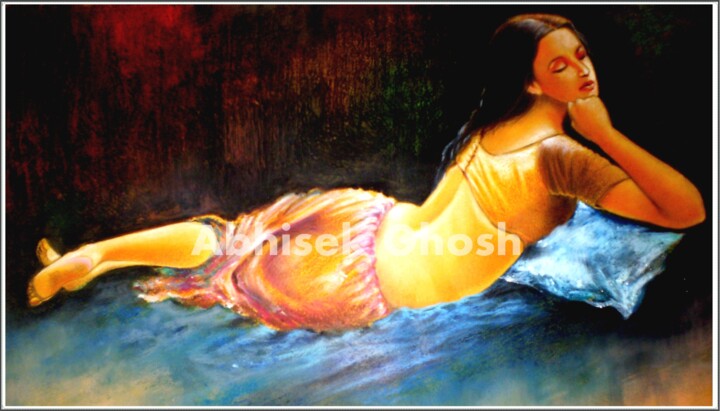 Картина под названием "The Dreamer" - Abhisekghosh_art Abhisekghosh_art, Подлинное произведение искусства, Пастель