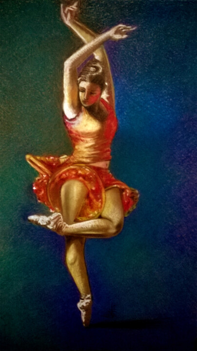 Картина под названием "The Dancer" - Abhisekghosh_art Abhisekghosh_art, Подлинное произведение искусства, Пастель