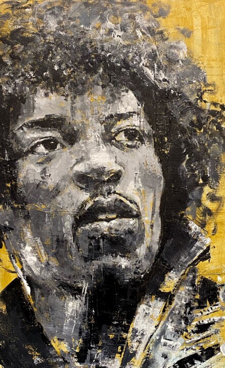 Painting titled "Jimi Hendrix by Abh…" by Abhishek Deheriya, Original Artwork, Acrylic