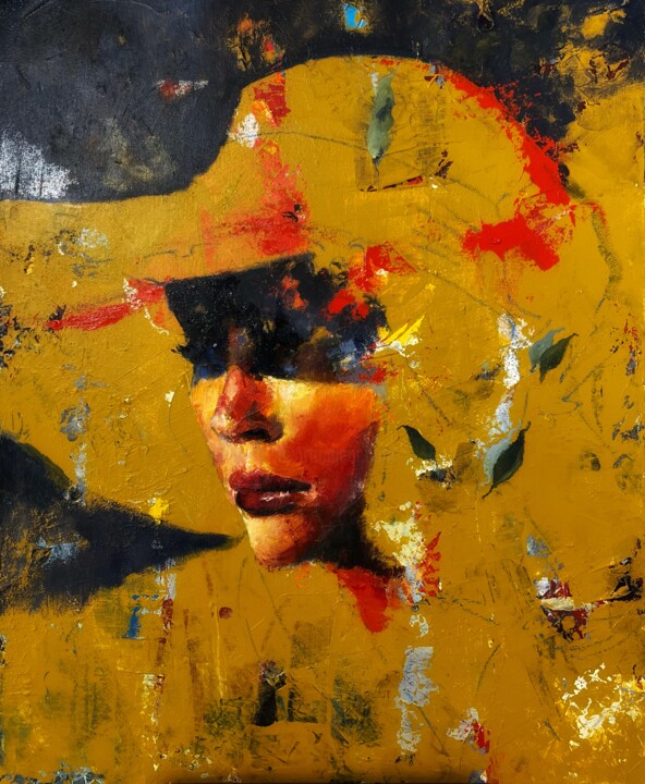 Painting titled "Yellow melancholy" by Abhishek Deheriya, Original Artwork, Oil