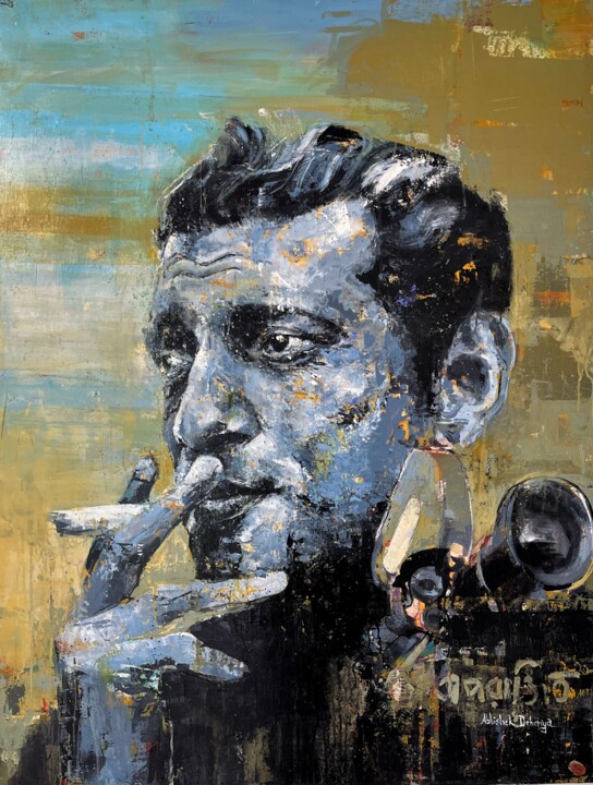 Painting titled "Satyajit Ray by Abh…" by Abhishek Deheriya, Original Artwork, Acrylic