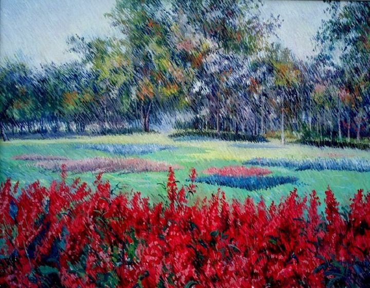 Painting titled "Romance" by Abid Khan, Original Art, Oil