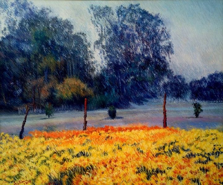 Painting titled "Enjoyment in life" by Abid Khan, Original Art, Oil