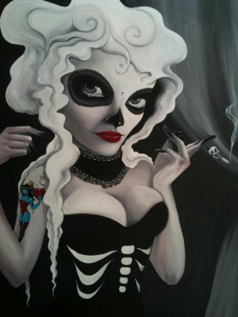 Painting titled "Sexy Madame Mort" by Abigail Fanny Camus, Original Artwork