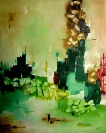 Painting titled "Paisagem Urbana I" by Abílio Marcos, Original Artwork, Oil