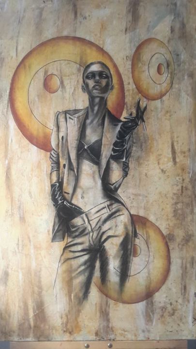 Peinture intitulée "la femme à la cigar…" par Abitbol Georges, Œuvre d'art originale, Acrylique