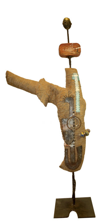 Скульптура под названием "Le fils prodigue" - Abou Sidibé, Подлинное произведение искусства, Дерево