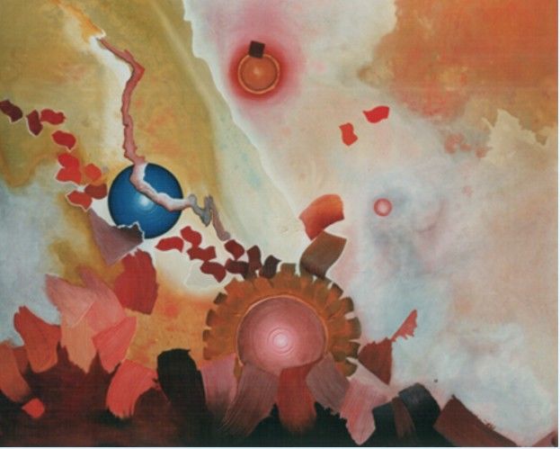 Peinture intitulée "10-soleil-et-planet…" par Mustapha Elamrani, Œuvre d'art originale