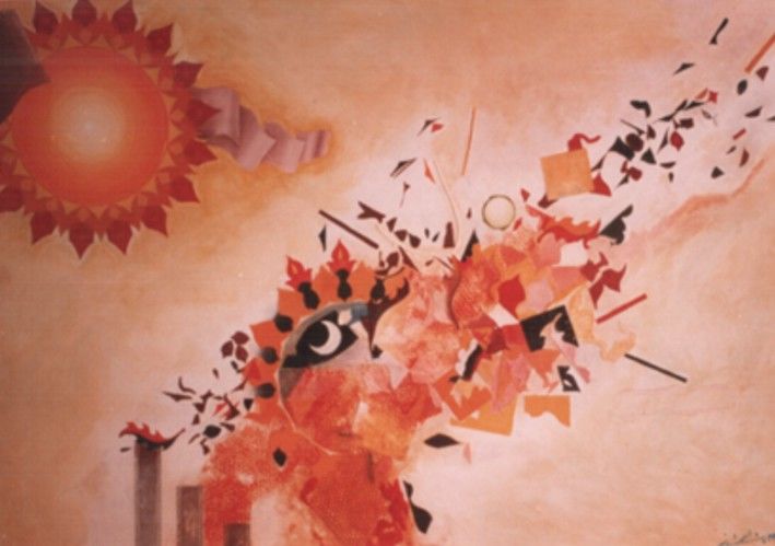 Peinture intitulée "14-soleils-chaudes.…" par Mustapha Elamrani, Œuvre d'art originale