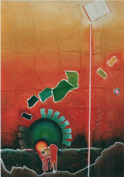 Peinture intitulée "17-soleil-vert.jpg" par Mustapha Elamrani, Œuvre d'art originale