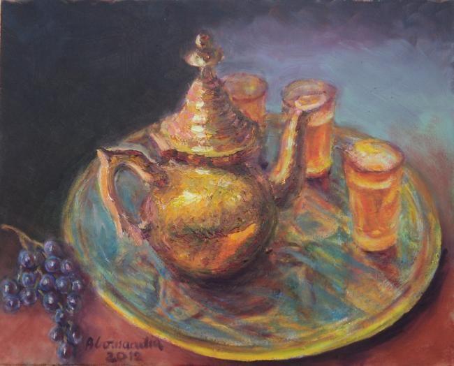 「tea」というタイトルの絵画 Driss Abousaadiaによって, オリジナルのアートワーク