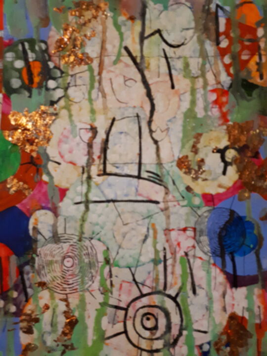 Картина под названием "Rain,cafe,girl by t…" - Ирина Абрамова, Подлинное произведение искусства, Масло