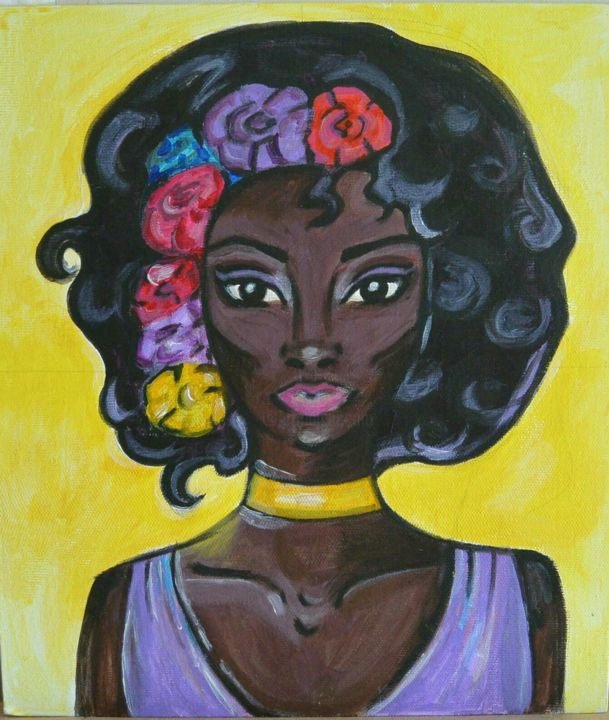 Картина под названием "Black Woman" - Ekaterina Abramova, Подлинное произведение искусства, Акрил