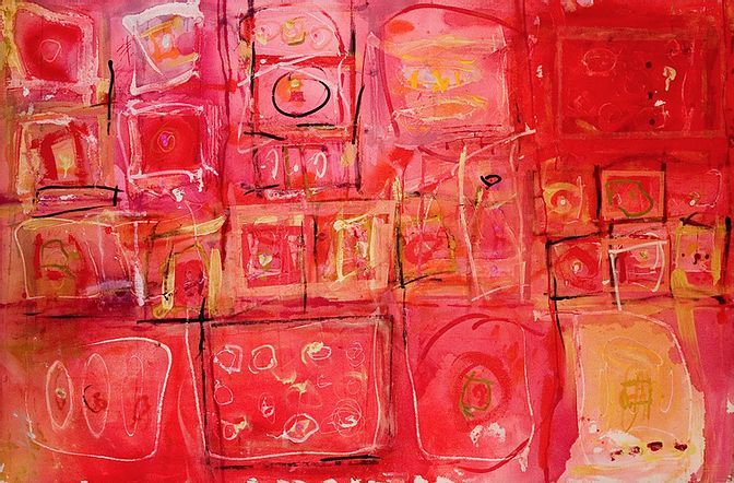 Painting titled "Red Rover" by Larry Wolf, Original Artwork, Acrylic