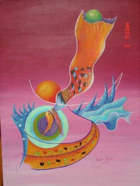 Painting titled "sea bird" by Önder Bora, Original Artwork, Oil