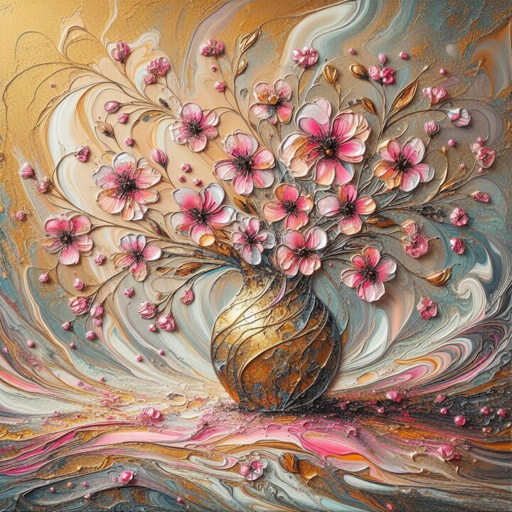 Цифровое искусство под названием "Flower Vase" - Abstract Bliss, Подлинное произведение искусства, Изображение, сгенерирован…