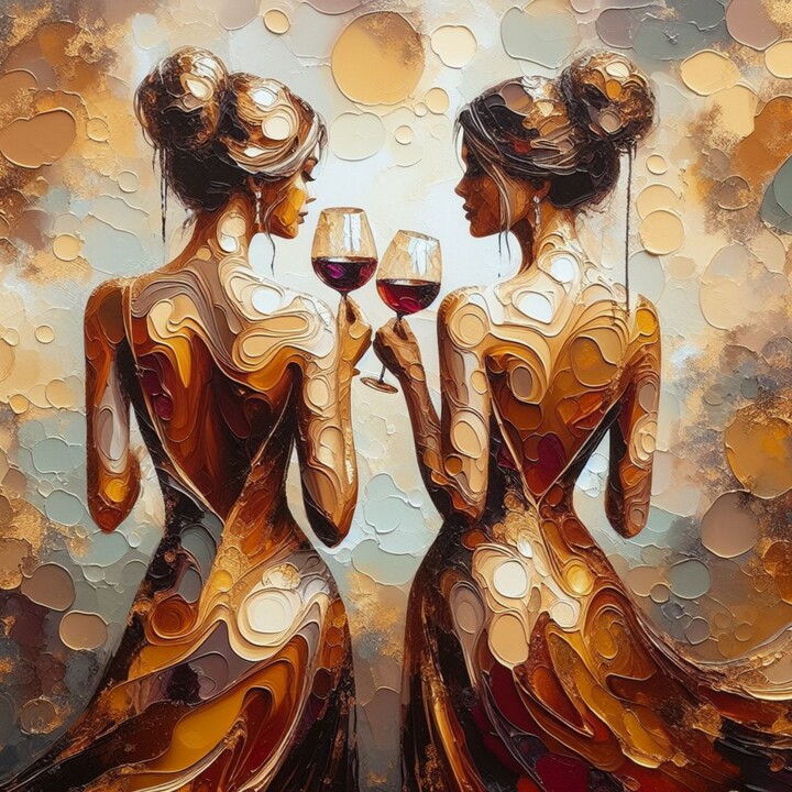 Digital Arts titled "Sips of Friendship" by Abstract Bliss, Original Artwork, AI generated image