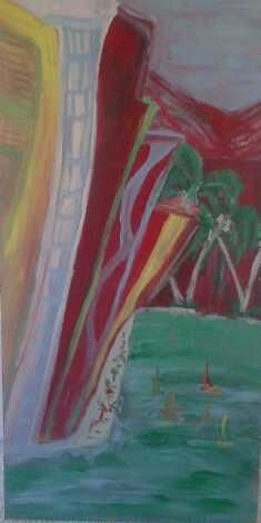Картина под названием "Miami Beach" - The Abstract Surrealist, Подлинное произведение искусства