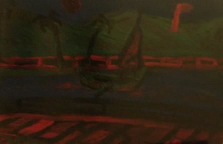 Painting titled "Rowboat" by The Abstract Surrealist, Original Artwork