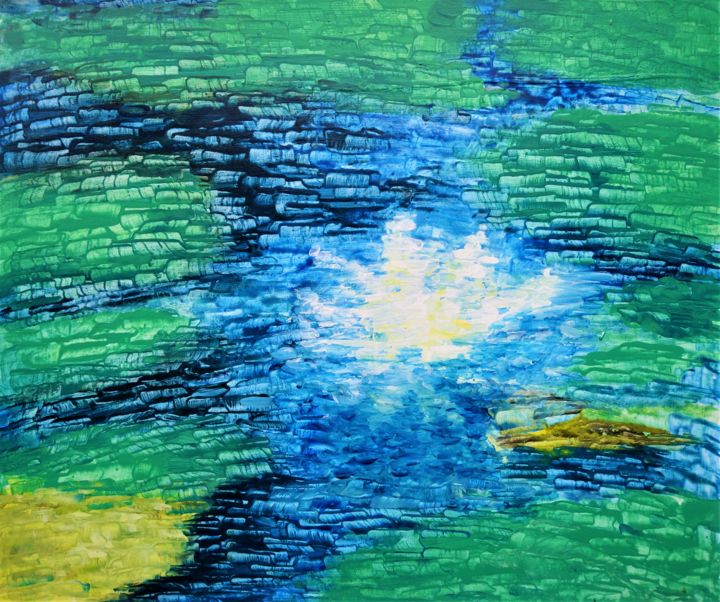 Malerei mit dem Titel "A pond" von Abstractony, Original-Kunstwerk, Acryl