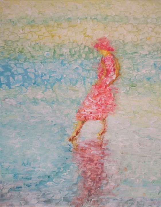 Malerei mit dem Titel "Touching the ocean" von Abstractony, Original-Kunstwerk, Acryl