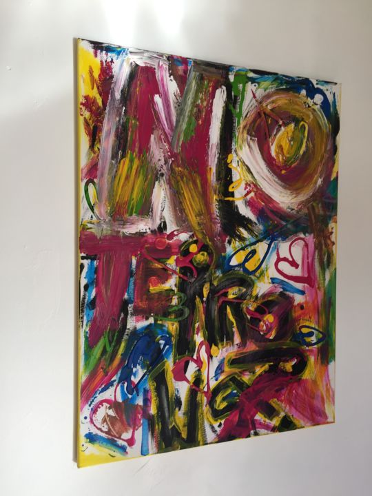 Peinture intitulée "mrc no Terrorism" par Abstraite Mrc., Œuvre d'art originale, Acrylique